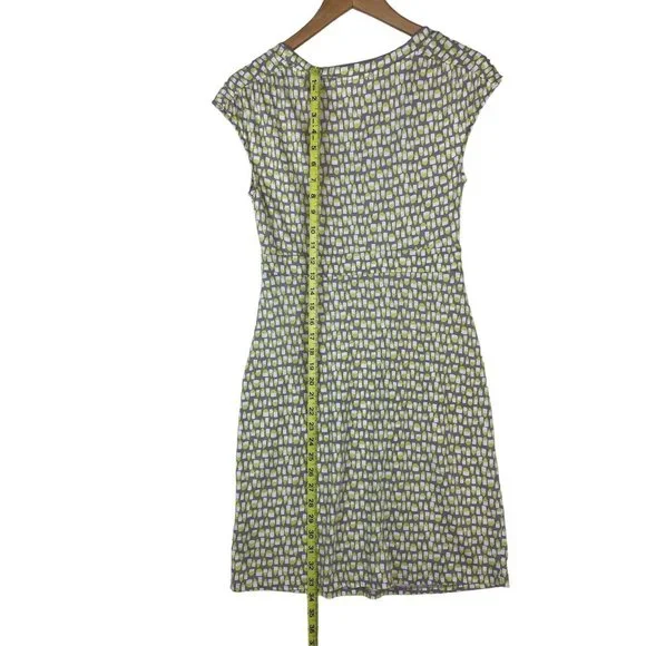 Boden Dress US Size 4P Gray & Lime Green Print Cap Sleeve Jersey Pockets EUC - Picture 14 of 14